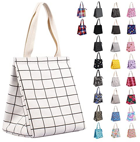 iknoe Lonchera aislada para mujer, duradera, de apertura ancha, plegable y portátil, con bolsillos interiores, enfriador térmico resistente al agua para adultos y niños, picnic en cada escuela,