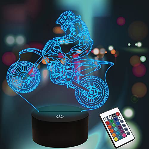 CooPark Motorradlampe Geschenke, LED Illusion optische Lampe mit 16 Farben ändern & Fernbedienung & dimmbar,Cool Creative Motorrad Themenzimmer Dekor Geschenk für Kinder Jungen Herren