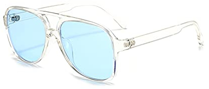 YOJUED Retro Sonnenbrille Gelb Gradient Brille Vintage Tinted Sunglasses für Damen Herren (Transparent Blau)