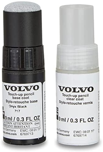 Volvo Original 717 Onyx Black Lackstift Set - 9ml Basislack, 9ml Klarlack - Lackreparatur Set Ausbesserungslack schwarz 31424063