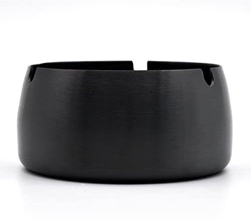 Skyzone Aschenbecher, Edelstahl Aschenbecher Rund Schwarz Zigaretten Aschenbecher für Draußen, Zuhause, Büro, Hotel Restaurant, Party, Bar (10cm Durchmesser)