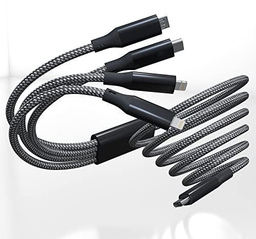 KETAKY Plus 2M USB C Multi Fast Charging Cable, 4-in-1 Nylon Braided Cord with Universal Multiple Ports, USB C to Multi Charger Cable for iPhone Android
