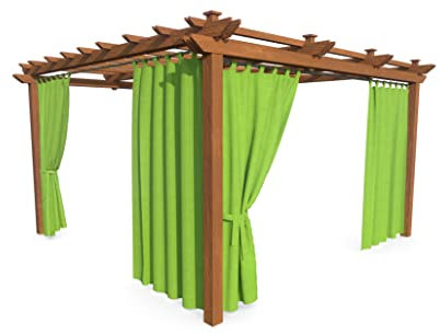 HOME DEKO Terrassenvorhang, Wasserdichter Gartenvorhang für Terrasse, Balkon, Pergola & Pavillon, Schlaufen mit Klettverschluss, Schutz vor Sonne, Regen & Wind, Hellgrün, 220 x 155 cm, 2 Stück