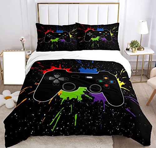 Copripiumino da gioco Set di biancheria da letto per gamepad Set di biancheria da letto Copriletto e copricuscino in microfibra con stampa lenzuola.(Colore, 200x200cm)