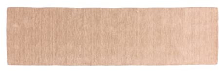 Wollteppich Gabbeh UNI 80x200 Handgewebt Läufer Beige Einfarbig Handarbeit