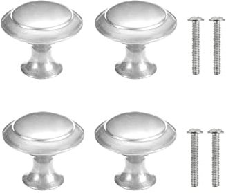 Yesmin 4 Piece Cabinet Door Knobs,Cupboard Drawer Door Knob for Kitchen Furniture Cabinet Knob with Screws-Silver(Medium)