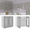 RONGQI Hängeglasschrank Küche, Küchenschrank, Schrank Mit Glastüren, Küchenhängeschränke, Wandvitrine Hängend, Betongrau 60x31x60 cm Spanplatte