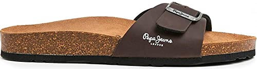Pepe Jeans Sandales Plates à Simple Bride Et Grosse Boucle Bio M Single Kansas Marron Ref: PMS90107-878 Taille 45 EU