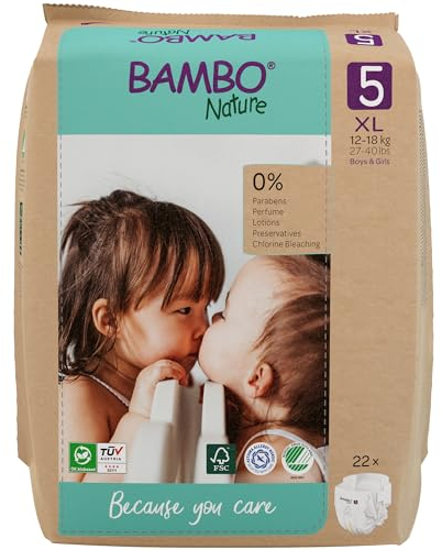 Bambo Nature Baby Windeln Größe 5 (12-18kg) - 22 St Premium Diapers mit verbesserter Auslaufsicherheit | Ultimativen Komfort & Freiheit für Aktive Kinder | Dermatologisch getestet Nappies