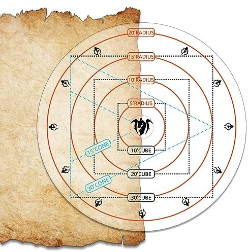 Byhoo Upgrade DND AOE Damage Maker Lineal, DND Area Effect Template, Brettspiel AOE Area Damage Measure Tool, RPG Zubehör für DND und andere TTRPG, Tabelle Spiel Requisiten für RPG Spieler
