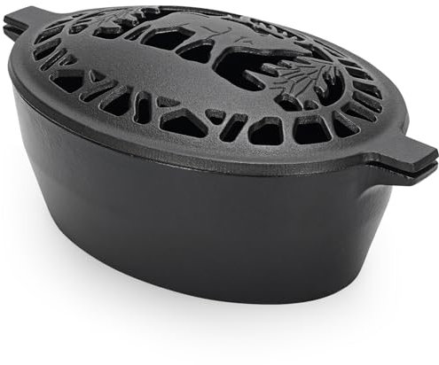 MYFIREPLACEDIRECT Holzofen-Dampfgarer, Kamin-Luftbefeuchter, Topf, dekoratives Hirschmuster, Gusseisen-Dampfgarer für Holzofen, rostbeständig, für den Innenbereich, 2,5 l Kapazität