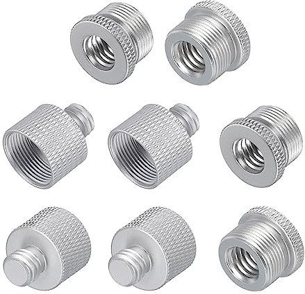 sourcing map 8Pcs Mic Stand Adapter 5/8 Female to 1/4 Male,5/8 Female to 3/8 Male and 1/4 Female to 5/8 Male,3/8 Female to 5/8 Male Screw Thread Adapter Silver