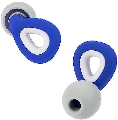 Noise Cancelling Earplugs for Sleep, Work, Concert, Travel, Flights - Reusable Silicone Hearing Protection With 3 Sizes Tips S, M, L (Blue)