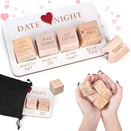 Date Night Würfel Set, Date Ideen für Paare, Romantik Würfelspiel für Erwachsene, Paarwürfel für Paare Valentine's Day Wedding Date, Holzwürfel Spiele für Paare Geschenk für Sie und Ihn (A)