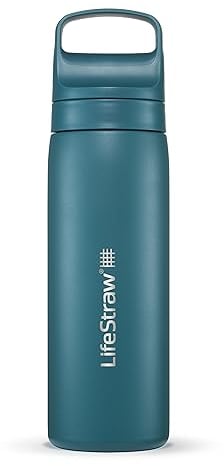 LifeStraw Go Series — Gourde filtrante en inox 500ml pour les voyages et l’utilisation quotidienne. Élimine les bactéries, les parasites et microplastiques, améliore le goût, Laguna Teal (bleu)