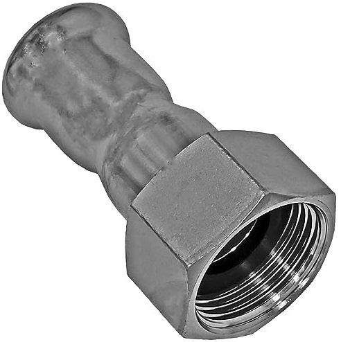 MegaHaustechnik Anschlußverschraubung 15 x 1/2“IG Pressfitting aus Edelstahl V4A für Rohr-AußenØ 15mm zum Verpressen M-Kontur, mit 1/2 Zoll Überwurfmutter mit Dichtung, Trinkwasser geeignet, VA INOX