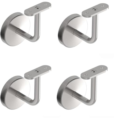 Sellon24® 4 supporti per corrimano in acciaio inox, con rosetta di copertura piatta S24U-0117-000-B