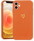 Wirvyuer for iPhone 12 Phone Case with Cute Heart Pattern Soft Shockproof Protective Silicone Case for Women Girls, Orange