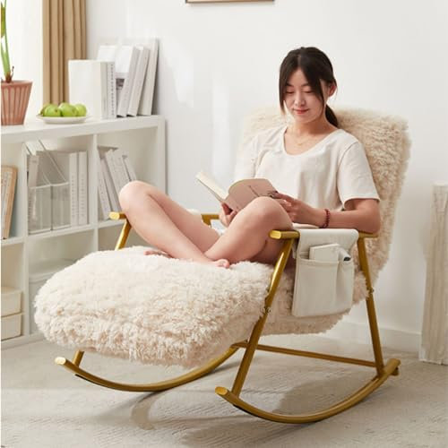 Schaukelstuhl Wohnzimmer Modern Schaukelsessel mit Liegefunktion,Gartensessel Stillsessel Mit Armlehnen,Schlafzimmer Relaxsessel Für Terrasse,erstellbare Rückenlehnenhöhe für Wohnzimmer Schlafzimmer (