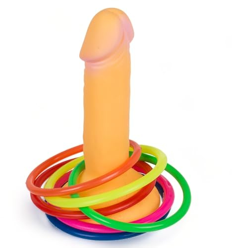 MIJOMA Ringwurf-Spiel - Träger der Lachsalve, Penis-Design, 6 Wurf Ringe Inklusive, Perfekt für Partys und Versammlungen, Unkonventionelles und Humorvolles Mitbringsel für Sie & Ihn, Kunststoff 15cm