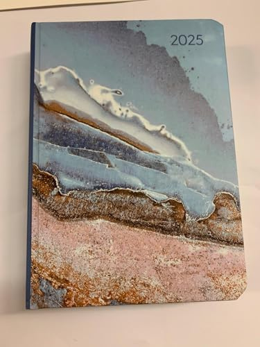 Alpha Edition - Mini-Buchkalender Style Marble 2025 Taschenkalender, 10,7x15,2cm, Kalender mit 352 Seiten, Mondphasen, Bucket List, viel Platz für Notizen und internationales Kalendarium