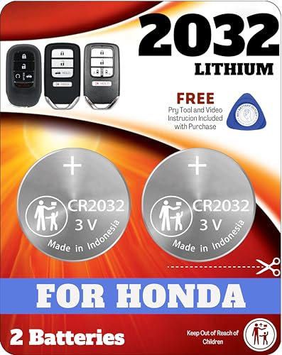 Replacement Key for Honda Civic, Accord, CRV, Pilot, Odyssey, HRV - Smart Remote Key Battery (2 Pack) CR2032 - Includes Mounting Guide