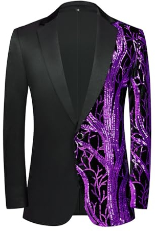 Costume de danse surdimensionné décontracté à paillettes pour homme - Veste de costume tendance pour homme, violet, XXL