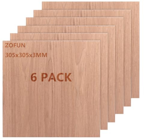 ZOFUN 6 fogli di compensato 3 mm, compensato di noce 3 mm, 30 x 30 cm, legno di noce non trattato, pannelli di compensato, pannelli di legno di balsa per fai da te, modello aereo nave