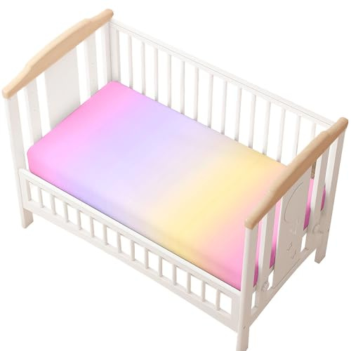 Odot Spannbettlaken für Kinderbett, Mehrfarbig Druck Kinderwagen Matratzenbezug, Weiche Babybett Spannbetttuch Stubenwagen Bezug, Beistellbett Spannbettlaken (Lila,45x80 cm)