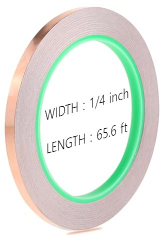 1 Rolle Kupferband Selbstklebend,20mX6mm Kupferfolie Klebeband Selbstklebend,Leitfähig Copper Foil Tape,Kupferfolienband Gegen Schnecken,für Emi Abschirmung Schneckenschutz Elektro Reparatur Basteln