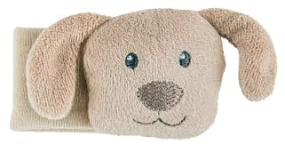 Sterntaler Armrassel Hund Lucky - Babyrassel aus weichem Stoff - Handgelenkrassel mit elastischem Band - Baby Spielzeug zum Spielen, Kuscheln & Rasseln, graubeige