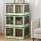 YODOLLA Plastic Storage Boxes with Lid,40L*3 Pack Stackable Storage Box, Lockable&Foldable Storage Organizer for Bedroom Living Room Kitchen Office,Green