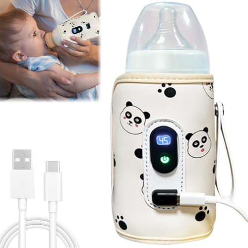 scaldabiberon per bambini, in viaggio, portatile, con display LCD, 21 temperatura regolabile, scaldabiberon con cavo di ricarica Type-C per la casa, per tutte le bottiglie