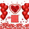 WTZWYFWJ Romantische Kerzen Teelichter und Rosenblätter, Valentinstag Dekoration Set, 50 Herzförmige Teelichter, 10 Rote Herzförmige Folienballons, 1000 Rosenblüten für Hochzeit Tischdeko Geburtstag