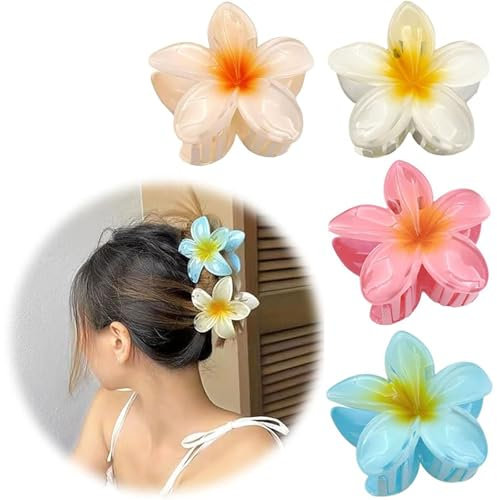 Pinze per Capelli Fiori Clip, Mollette per Capelli spessi a Forma di Fiore, Mollettone per Capelli Fiori in Plastica, Forte Tenuta, Pinze per Capelli Fiori Clip Artiglio per Ragazze e Donna, 4 Colori
