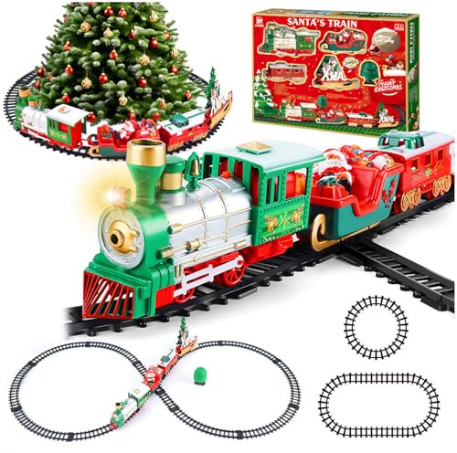 Daity trenino elettrico per bambini Treno elettrico per albero di Natale con luci e suoni Allenati attorno all'albero di Natale Adatto a bambini di età superiore ai 3 anni