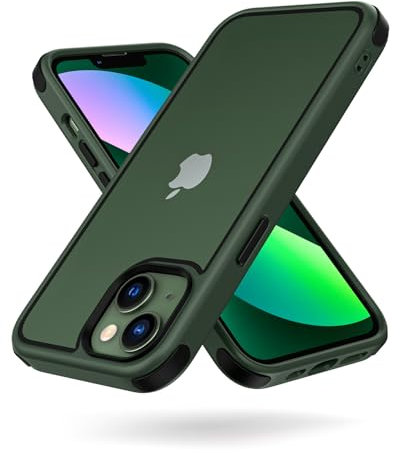 MobNano Cover Compatibile con iPhone 13/14, Sottile Antiurto AntiGraffio, Protettiva Custodia Compatibile con iPhone 13/14-6.1 Pollici - Verde/Nero