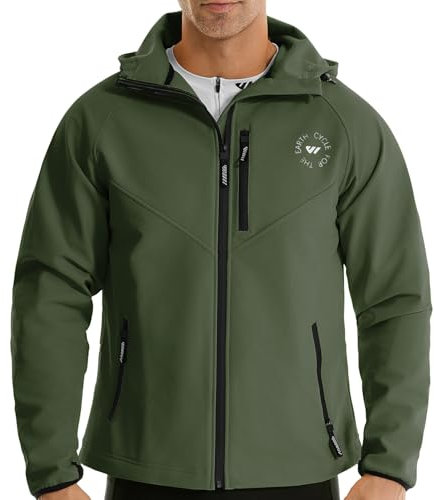 Wulibike Veste Vélo Homme, Légère Veste Imperméable Running Homme,Réfléchissante Coupe-Vent pour Cyclisme et Activités de Plein Air Vert Olive M-A3