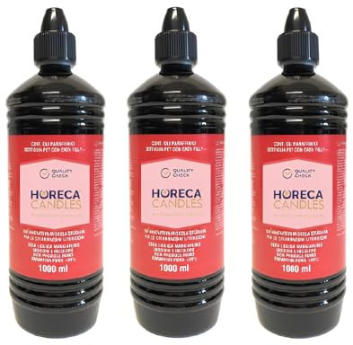HORECA CANDLES Huile pour Lampes - 3L Cire Liquide Longue Durée, sans Fumée ni Odeur, Paraffine pour Bougies d'Église, Flambeaux et Torches, Combustible Sûr pour Intérieur et Utilisation Religieuse