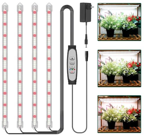 COKOLILA 4 Stäbe Pflanzenlichtstreifen, Pflanzenlampe Vollspektrum mit 240 LED, Pflanzenlicht mit Auto ON/Off Timer 6/12/18H, 3 Lichter Modi, Pflanzenleuchte für Zimmerpflanzen