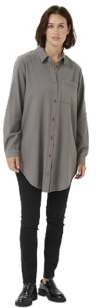 KAFFE Langarm - Hemd KAnaya Damen Hemd Langarm Kragen Lang Casual Hemdbluse 34, Smoked Pearl