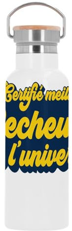 Bouteille Inox Gourde Thermo Isotherme - Certifié meilleur Pecheur de l'univers Mer Ocean Riviere Chalutier Peche à la Ligne - 500 ml (17 oz)