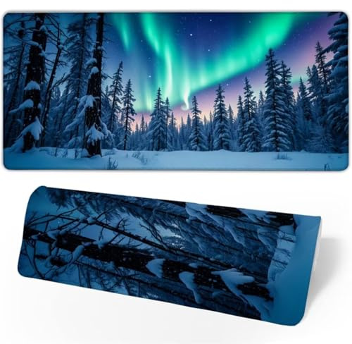 Tapis de Souris Gamer XXL 1000x400x3mm,Grand Tapis de Souris Aurore sous Main Bureau,Tapis Souris Paysage Tapis de Souris Gaming,Mouse Pad Imperméable et Antidérapant,Accessoire Bureau Gaming JC-342