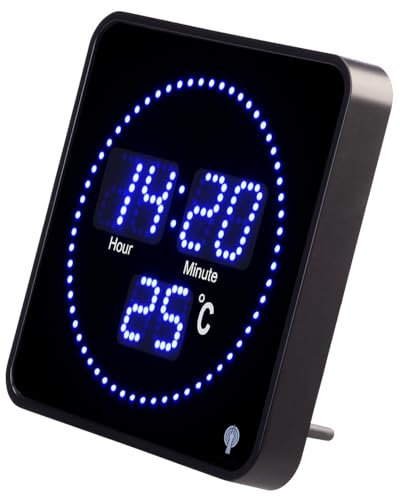 Lunartec Funkuhr: Flache LED-Funk-Tisch- und Wanduhr, Temperatur-Anzeige, Blaue LEDs (Digital Wanduhr, Funkuhr, Digitale)