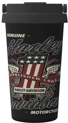 Harley Davidson Tasse à café réutilisable écologique en acier inoxydable 304, 500 ml, couvercle anti-fuite, option d'impression personnalisée