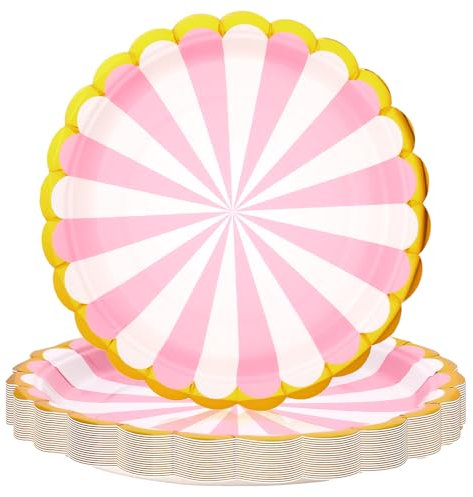 Xialvyu 20 Stück Pappteller Geburtstag,7 inch Rund Party Einwegteller mit Gold Goldrand,Pappteller Kindergeburtstag,Partygeschirr Set für Hochzeit Geburtstag Party