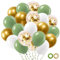 Grüne Luftballons, 50 Stück Retro Grüne Weiß Goldene Luftballon, Metallic Konfetti Ballons, 12 zoll Helium Ballons, mit 2 Rollen Band, für Geburtstag Hochzeit Party Baby Shower Taufe Jugendweihe Deko