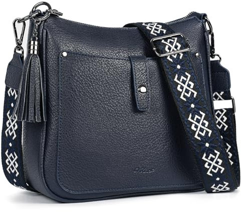 HILAEX Umhängetasche Damen Mittelgroß mit 3 Fächern, Handtasche Damen mit Verstellbar Abnehmbar Breiter Gurt, PU Leder Crossbody Bag für Frauen Schultertasche
