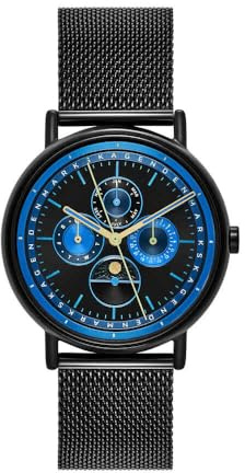 Skagen Signatur Watch for Men, Quartz Multifunction Movement with Stainless Steel or Leather Strap