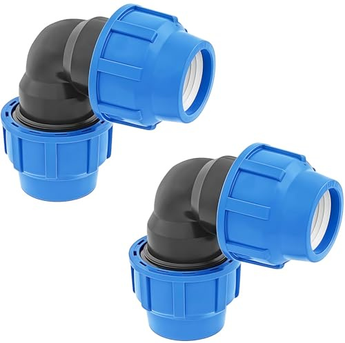 Lot de 4 raccords à vis pour tuyau en polyéthylène de 25 mm d'eau potable, tuyau en polyéthylène de 25 mm, raccord en plastique PP, pour installations intérieures et extérieures (2)